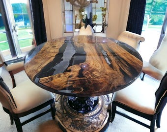 Round Epoxy Dining Table, Round Epoxy Coffee Table, Round Epoxy Table, Epoxy Round Table, Round Dining Table, Translucent Epoxy Table