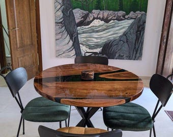 Round epoxy dining table, round epoxy table, Round black epoxy table, round epoxy coffee table,Round Black Epoxy Table,Epoxy wood table