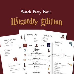 Dinner and a Movie Menu Cards | Recipes Included | Wizardry Edition