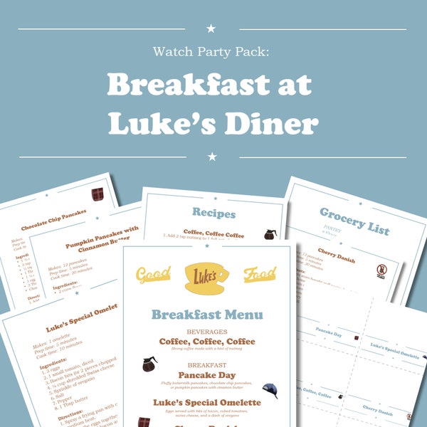 Menu du petit-déjeuner de Luke's Diner | Menu imprimable