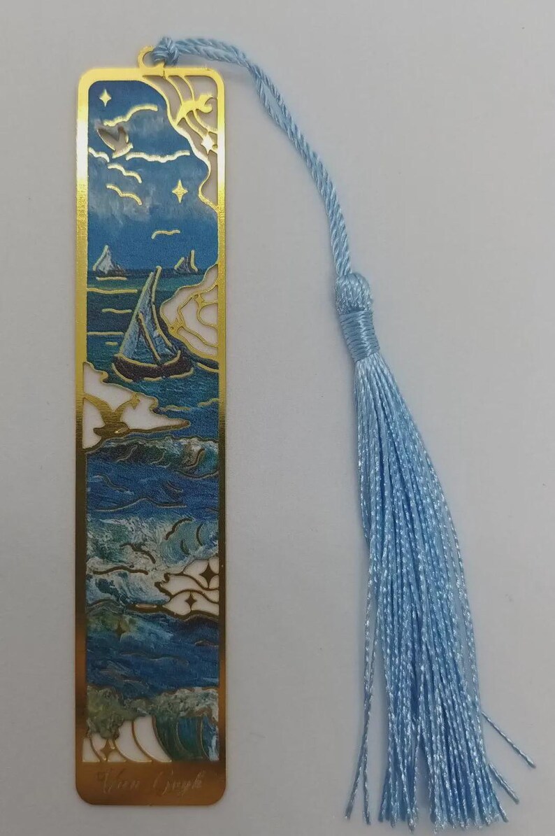 Van Gogh/ Monet artist inspired metal bookmark beautiful gift/present for book lovers/reading accessories sea scape