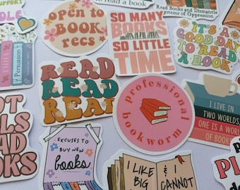 random sticker pack book inspired booktock kindle laptops phones ipads water bottles skateboard decor
