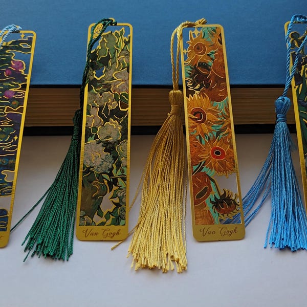 Marcapáginas metálico inspirado en los artistas Van Gogh y Monet, un hermoso regalo para amantes de los libros y para quienes buscan accesorios de lectura.
