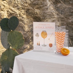 Signatur Drink Schild, Signatur Cocktail Schild, Aperol Spritz Schild, Bar Menü, Cocktailkarte, Hochzeit, Bridal Shower Vorlage, digitale Datei