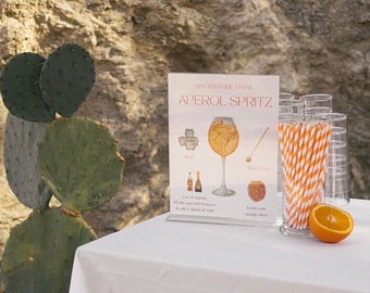 Signature Drink Sign, Signature Cocktail Sign, Aperol Spritz Sign, Bar Menu, Cocktail Menu, Wedding, Bridal Shower Template, Digital File