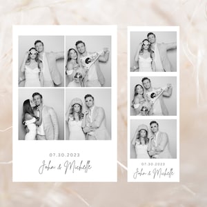 Plantilla Photo Booth Wedding Strip 2x6 y 4x6. Minimalista moderno, editable, descarga instantánea, plantilla Canva, plantilla digital de fotomatón