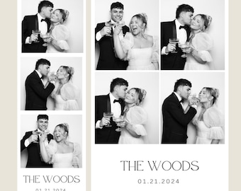 Photo Booth Wedding Strip template 2x6 and 4x6. Modern Minimalist, Editable, Instant Download, Canva Template, Photo Booth Digital Template