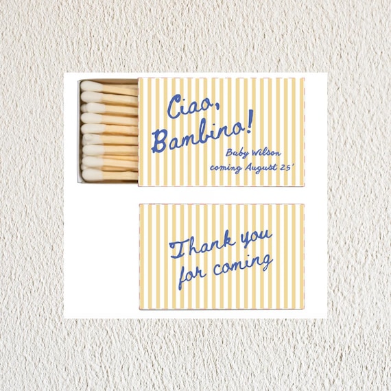 Ciao, Bambino | Baby Shower | Matchbox Design Editable Template | Shower Boy | Canva Template