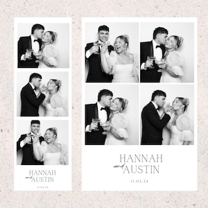 Photo Booth Wedding Strip template 2x6 and 4x6. Modern Minimalist, Editable, Instant Download, Canva Template, Photo Booth Digital Template