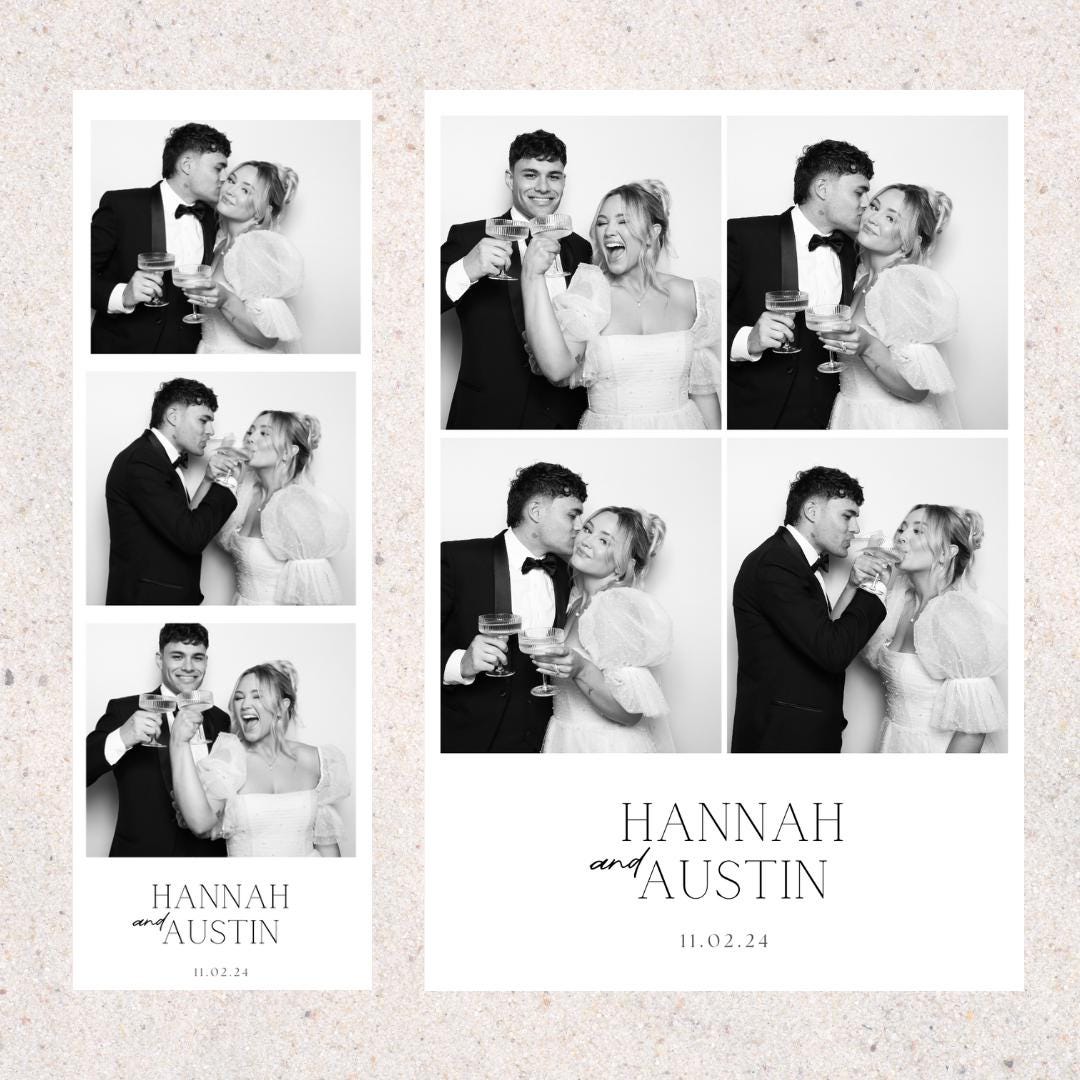 Photo Booth Wedding Strip template 2x6 and 4x6. Modern Minimalist, Editable, Instant Download, Canva Template, Photo Booth Digital Template