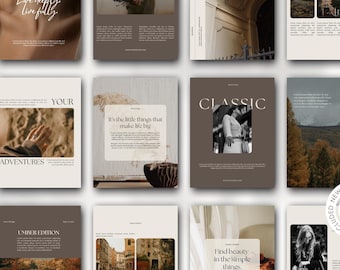 Brown Modern Instagram Templates - Instagram Templates Canva - Aesthetic Instagram - 80 Posts & Stories Template - Instagram Engagement