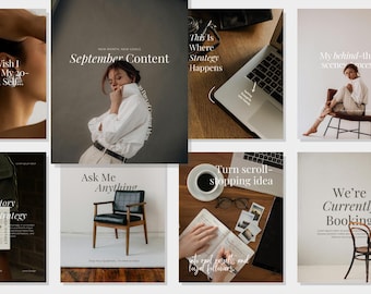 Brown Aesthetic Instagram Templates for Coaches, Freelancers & SMM | Social Media Agency Pack | Content Creator Kit | Canva Templates