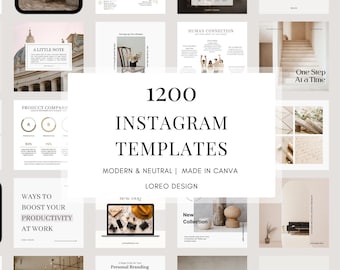 1200 Instagram Templates - Modern | Minimal | Boho | Neutral | Beige Aesthetic - Business - Post - Stories - Instagram Templates Canva