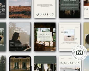 150 Instagram Templates -  Nostalgic | Moody | Aesthetic |  Post -  Stories - Branding - Instagram Templates Canva