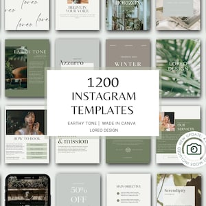 1200 Instagram Vorlagen - Grün & Braun | Modern | minimal | Neutral | ästhetik Post - Stories - Business - Canva Templates - Portrait