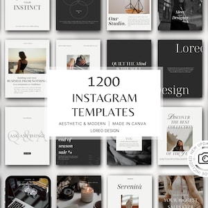 1200 modèles Instagram - Esthétique | Moderne | Minimal | Neutre | Noir et blanc - Publications - Histoires - Entreprises - Modèles Instagram Canva