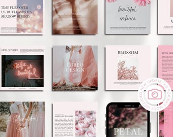Pink Modern Instagram Templates - Instagram Templates Canva - Aesthetic Instagram - 80 Posts & Stories Template - Instagram Engagement