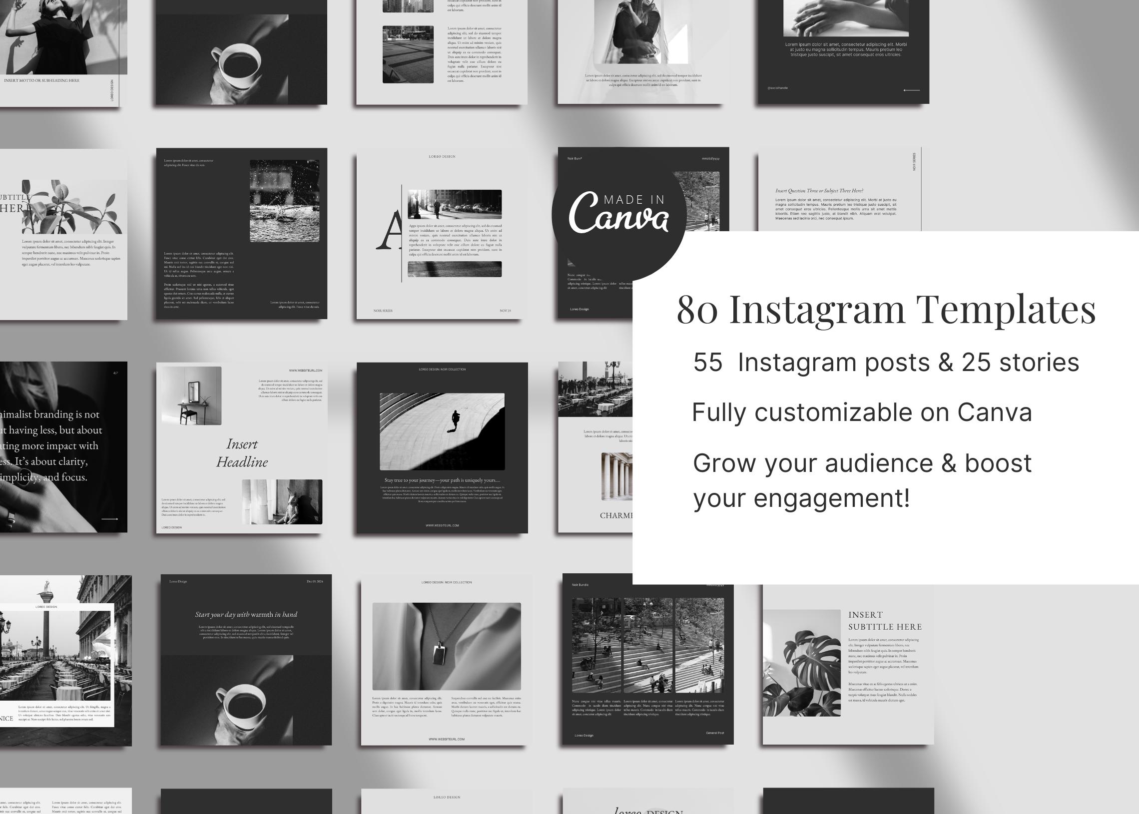 Black & White Instagram Templates - Instagram Templates Canva ...