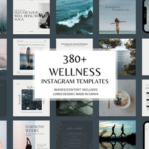 380 Health & Wellness Instagram Canva Templates - Modern | Minimal | Selfcare - Content, Post, Stories, Reel Templates
