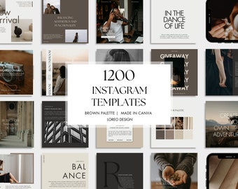 1200 Plantillas de Instagram – Marrón / Moderno / Mínimo / Estético - Publicaciones - Historias - Negocios - Plantillas de Instagram Canva