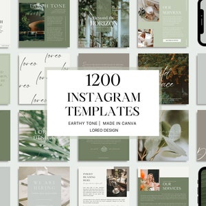 1200 Instagram Templates -  Green & Brown | Modern | Minimal | Neutral | Aesthetic  Post -  Stories - Business - Instagram Templates Canva