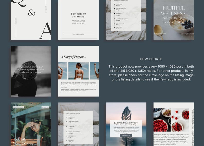 380 Health & Wellness Instagram Canva Templates - Modern | Minimal ...