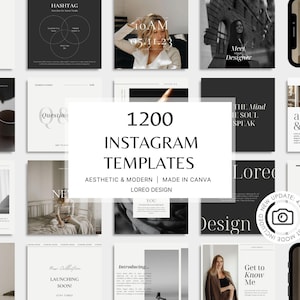 1200 Instagram Templates - Aesthetic | Modern | Minimal | Neutral | Black  & White -  Post -  Stories - Business - Instagram Templates Canva