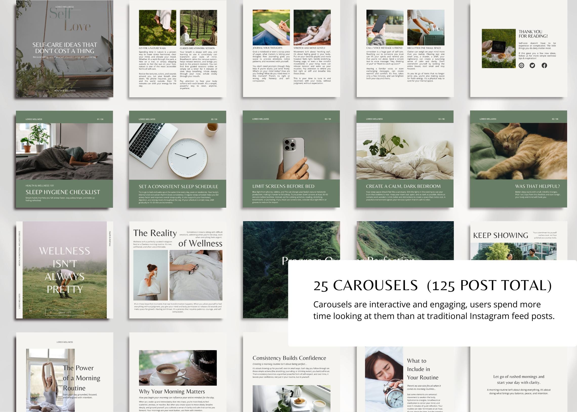 400 Health & Wellness Instagram Canva Templates - Modern | Minimal ...