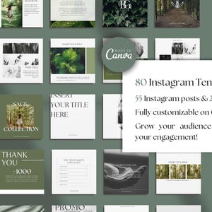 Modern Instagram Templates - Instagram Templates Canva - Aesthetic Instagram - 80 Posts & Stories Template - Instagram Engagement - Minimal image 7