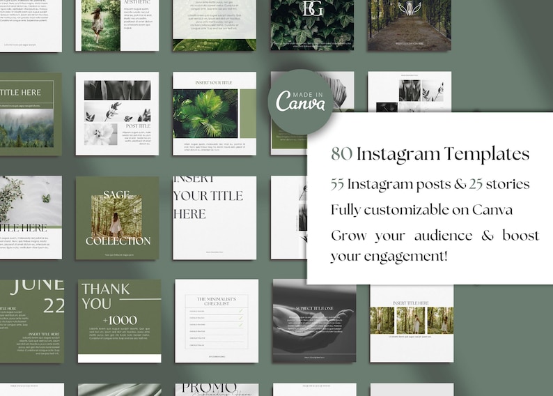 Modern Instagram Templates - Instagram Templates Canva - Aesthetic Instagram - 80 Posts & Stories Template - Instagram Engagement - Minimal image 7