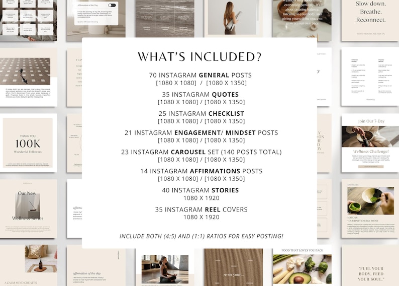 380 Health & Wellness Instagram Canva Templates - Modern | Minimal ...
