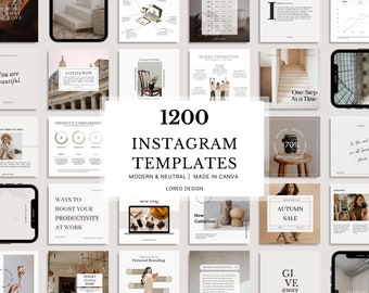 1200 Instagram Templates - Modern | Minimal | Boho | Neutral | Beige Aesthetic - Business - Post - Stories - Instagram Templates Canva