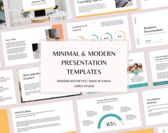 Minimal Modern Powerpoint Presentation Template | Presentation PPT Project  | Canva Presentation | Business | eLearning |