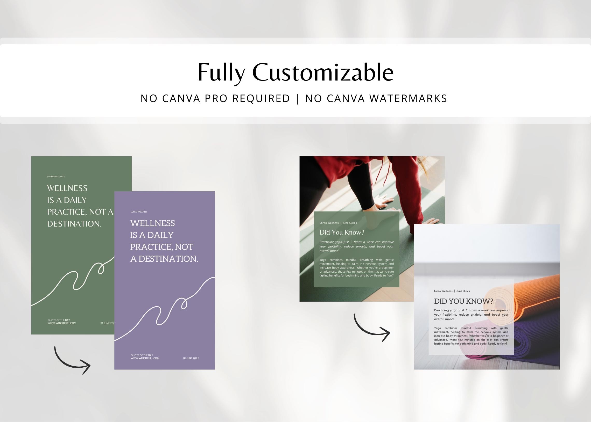 400 Health & Wellness Instagram Canva Templates - Modern | Minimal ...
