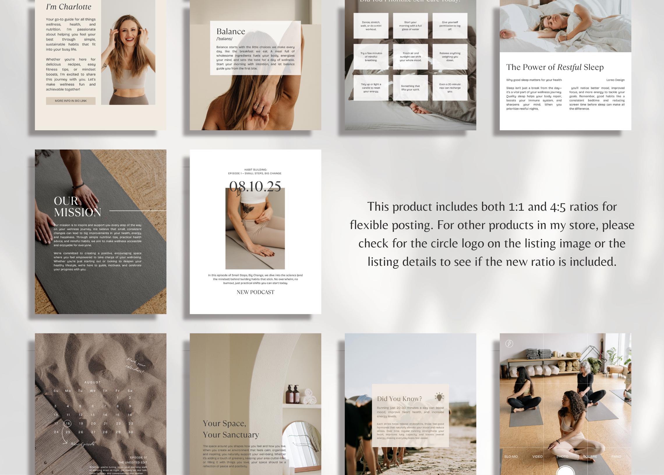 380 Health & Wellness Instagram Canva Templates - Modern | Minimal ...