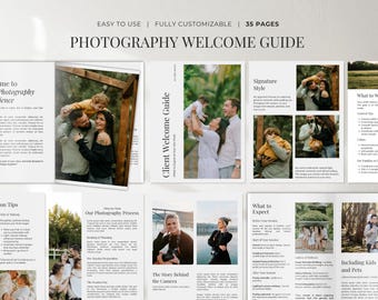 Photography Client Welcome Guide | Family Session Guide | Service Pricing Template |  Photographer Template | Photography Packages | Mobile