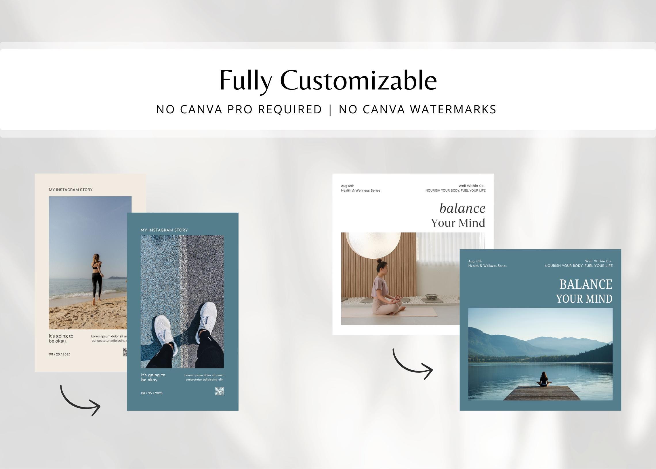 380 Health & Wellness Instagram Canva Templates - Modern | Minimal ...