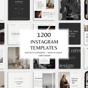 1200 Instagram Templates - Aesthetic | Modern | Minimal | Neutral | Black  & White -  Post -  Stories - Business - Instagram Templates Canva