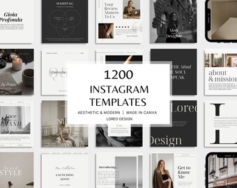 1200 Instagram-Vorlagen - Ästhetik | Modern | minimal | Neutral | Black & White - Post - Stories - Business - Instagram Templates Canva