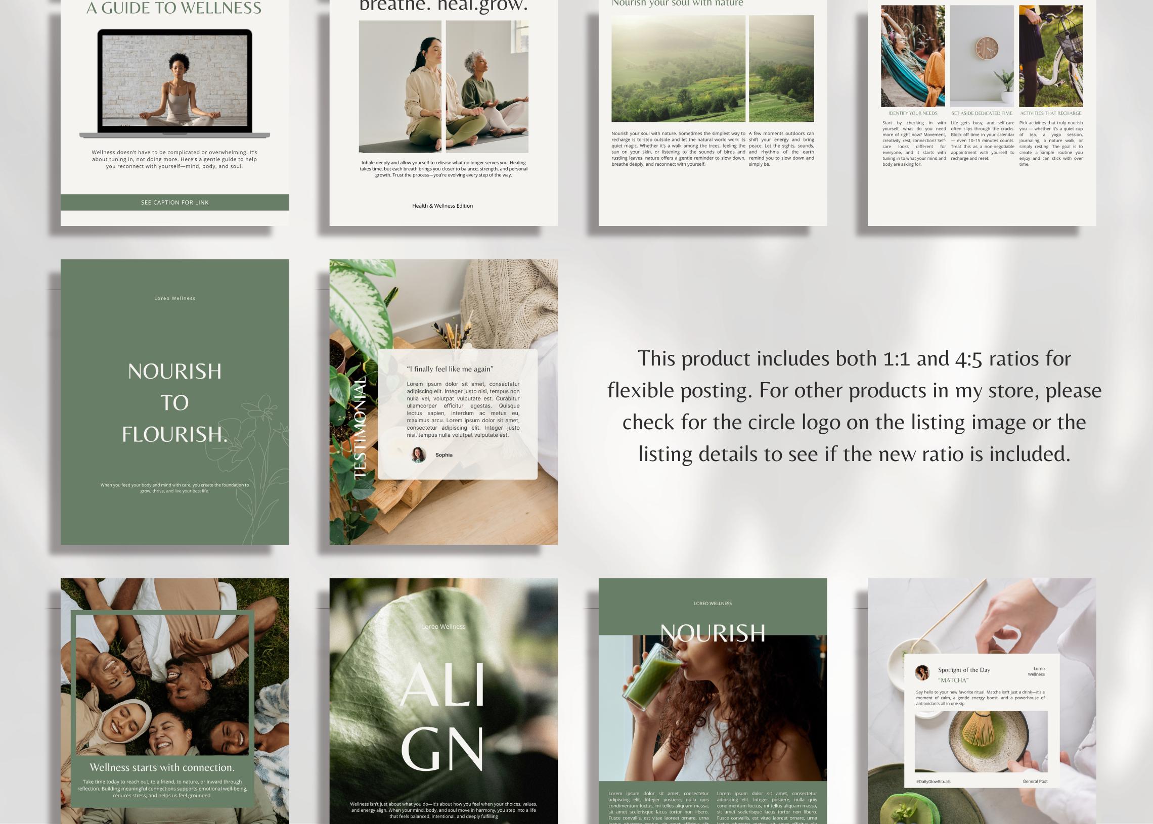 400 Health & Wellness Instagram Canva Templates - Modern | Minimal ...