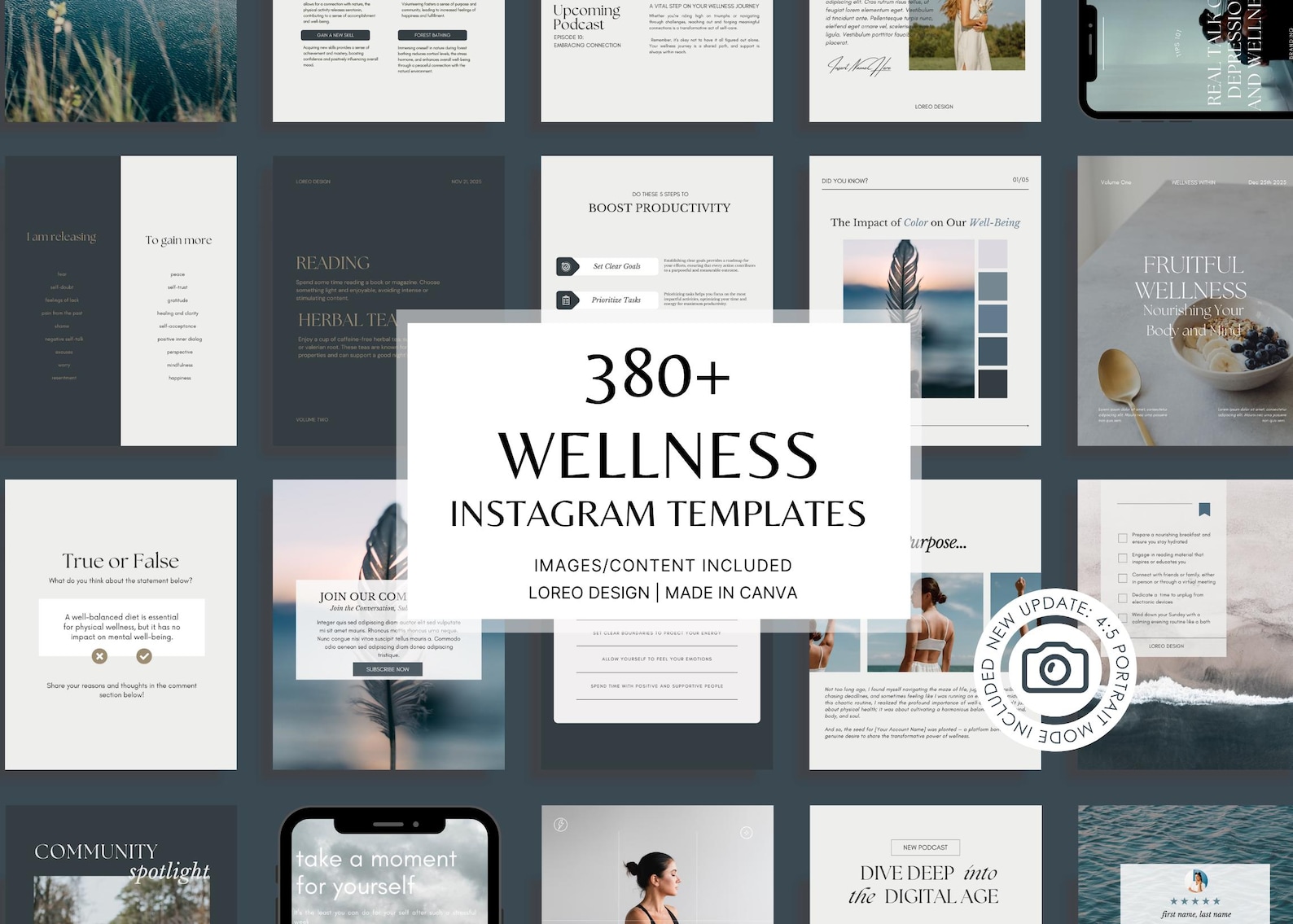 380 Health & Wellness Instagram Canva Templates - Modern | Minimal ...
