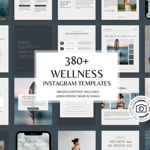 380 modelli Canva per Instagram dedicati a salute e benessere - Moderni / Minimal / Cura di sé - Contenuti, post, storie, modelli per reel, post in formato verticale
