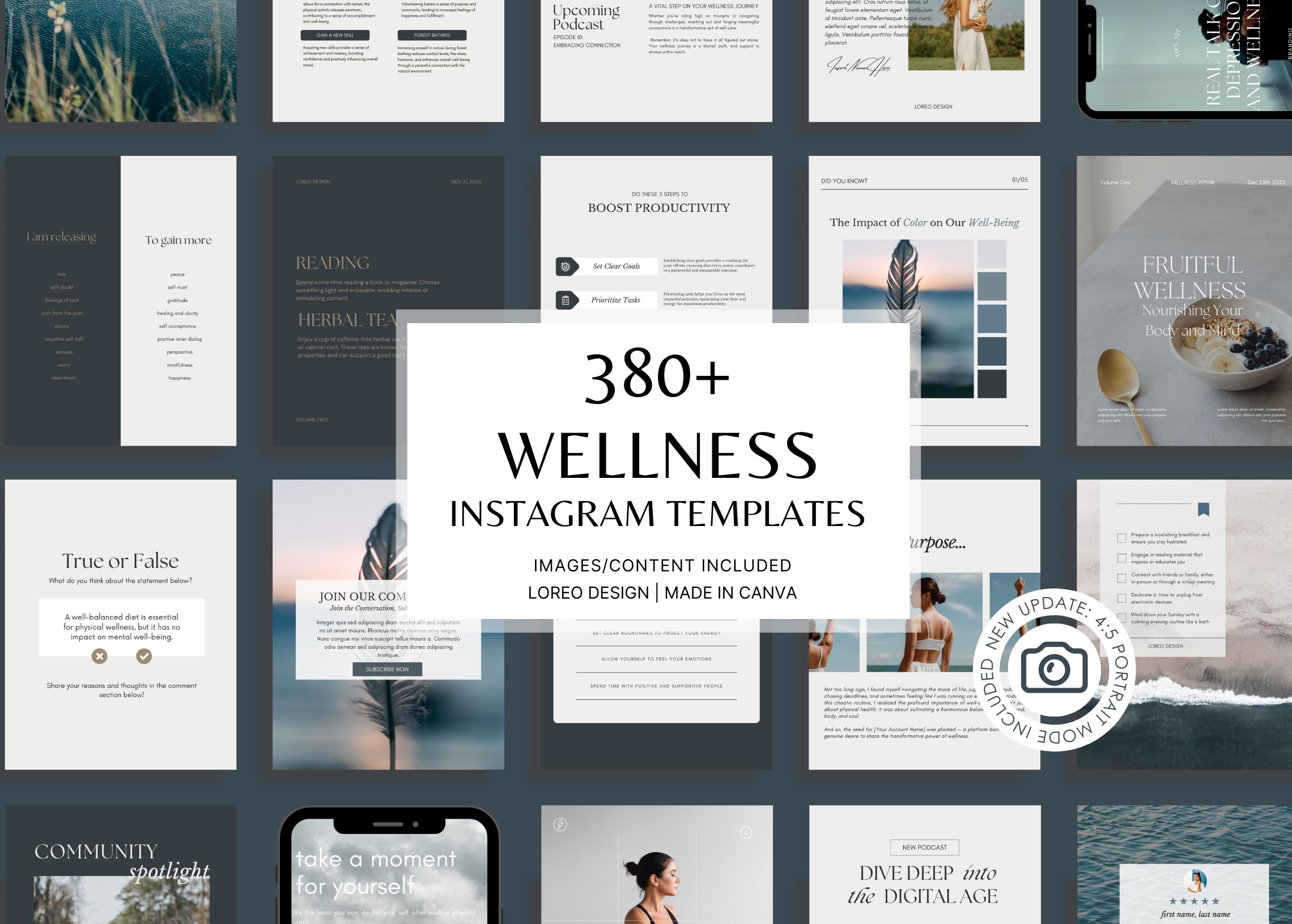 380 Health & Wellness Instagram Canva Templates - Modern | Minimal ...
