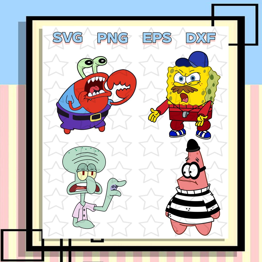 Spongebob Svg Bundle Silhouettepng Dxf Etsy Singapore