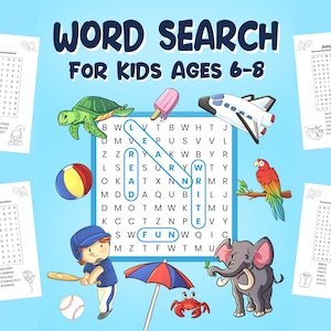 101 Printable Word Search Puzzles for Kids Ages 6-8