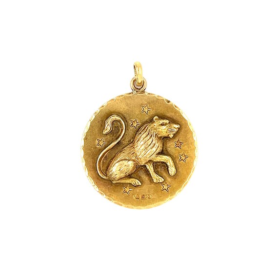 Vintage Zodiac Leo 14k Gold Charm - image 1