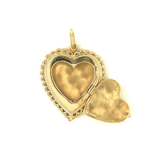Vintage Diamond Heart 14k Gold Locket - image 3