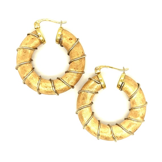 14K Solid Gold 24mm Hoop Earrings Gold Earrings Gold Hoops Textured Ho –  gemcitygems.com