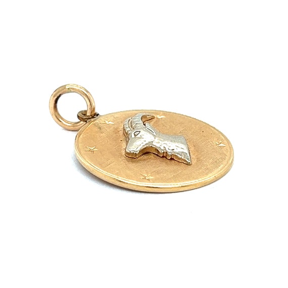 Vintage Capricorn Zodiac 14k Gold Charm - image 3