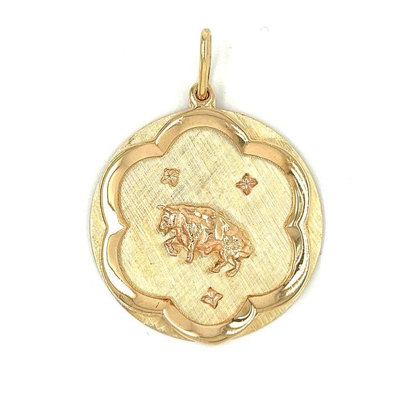 Vintage Taurus Zodiac 14k Gold Charm - image 1